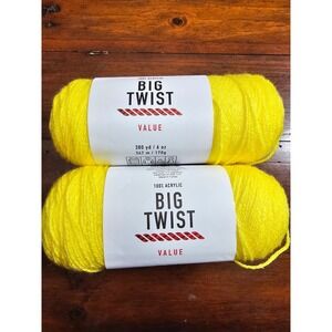 Big Twist Value Yarn Varsity Yellow Acrylic 380 Yards 6 oz 2 Skeins